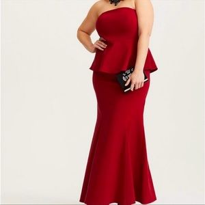 Stunning Red Peplum Bengalise Gown, by Torrid, 16
